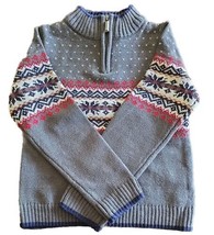 RORIE WHELAN ~ Size 5 ~ 1/4 Zip ~ Turtleneck Sweater ~ Cotton ~ GRAY Fair Isle - £22.42 GBP
