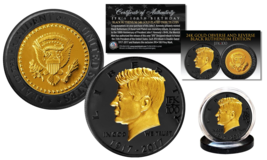 Jfk 35th President 100th Bday Celebration Black Ruthenium &amp; Gold Tribute Coin - £10.99 GBP