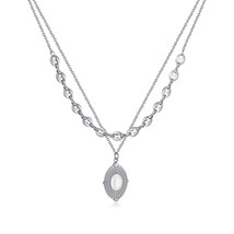 Light Luxury Opal Design High-Grade Double-Layer Twin Chain Stainless Steel Neck - £13.43 GBP