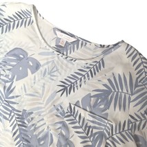 LC Lauren Conrad Women Blouse XL White Blue Tropical Leaf Print Short Sl... - $17.33