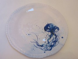 NWT Secret Celebrity Melamine Large Platter Jellyfish Ocean Blue White Embossed - £26.27 GBP
