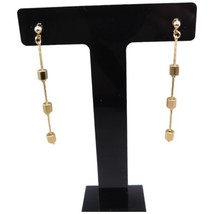 Pierced Women Earrings Slim Chain Links Modern Style Dangle Gold Tone Fa... - £6.42 GBP