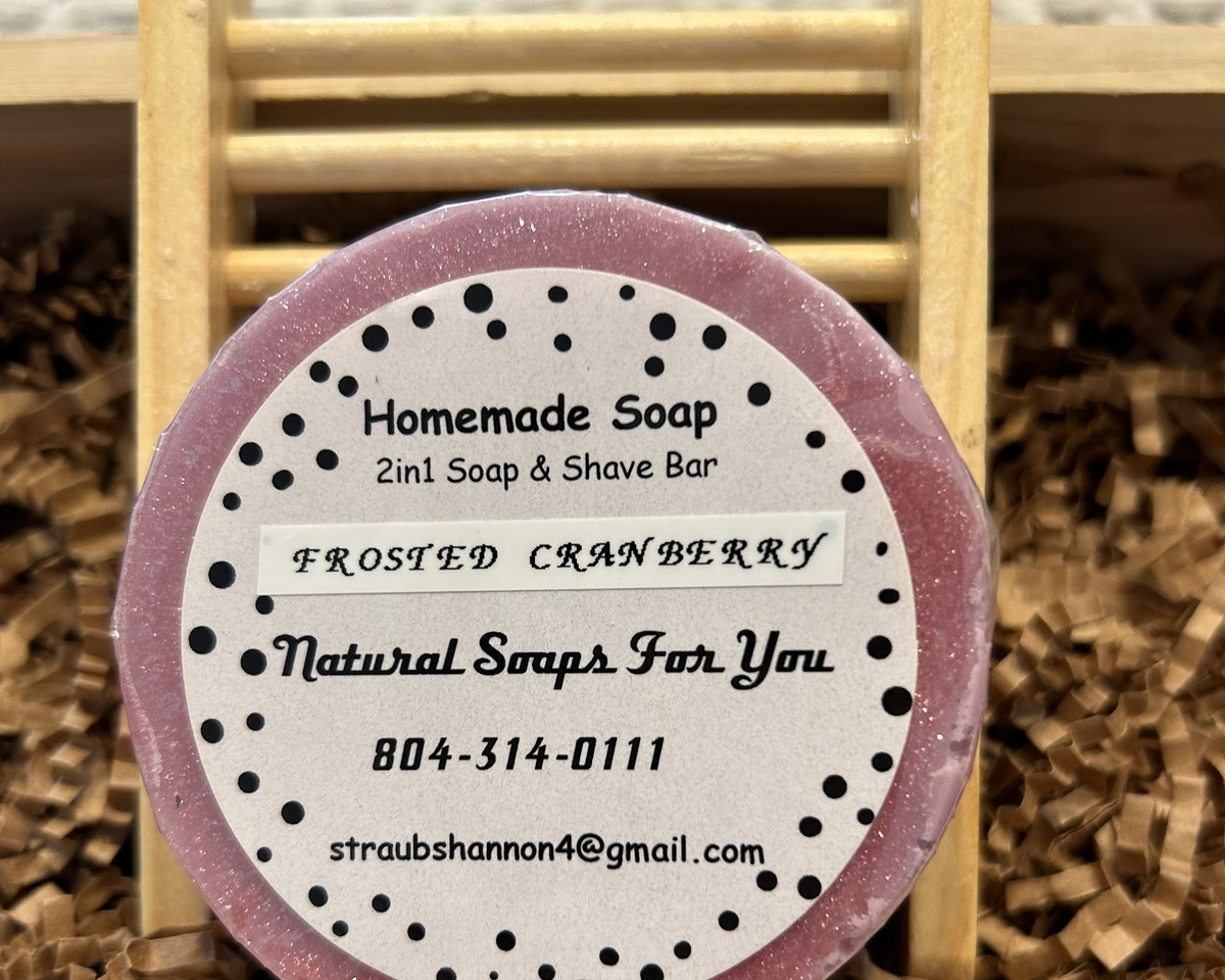 Shea Butter Glycerin &quot;Frosted Cranberry” Soap &amp; Shave Bar - $6.99