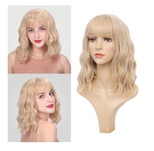 Mosina- Blonde Wig with Bangs for Women, Short Wavy Bob Wig, Colorful Medium... - £14.00 GBP