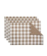 Four (4) ACHIM HOME ~ 12 x 18 ~ Reversible Placemats ~ TAUPE ~ Buffalo C... - £23.57 GBP
