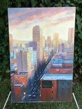 Diana Shannon Young Original Modern Cubist Urban Street Scape Signed Oil &amp; Canvas - £959.22 GBP