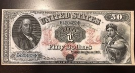 Reproduction $50 United States Note 1874 Benjamin Franklin Liberty Legal Tender - £3.18 GBP