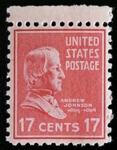 1938 17c Andrew Johnson, 17th U.S. President Scott 822 Mint F/VF NH - £1.56 GBP