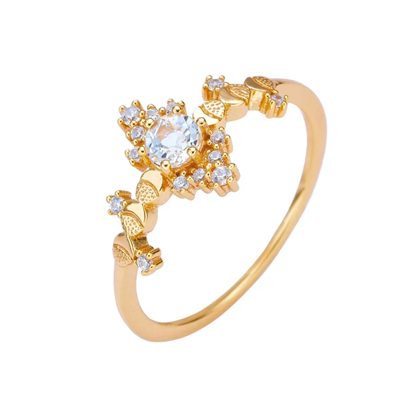 Natural White Topaz Gemstone Rings For Women 925 Sterling Silver K Gold Plated F - £26.49 GBP