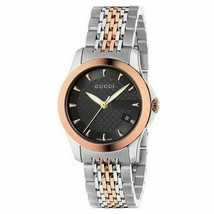 Gucci Women&#39;s YA126512 Gucci timeless Steel and Pink PVD Black Dial Watch - £430.04 GBP