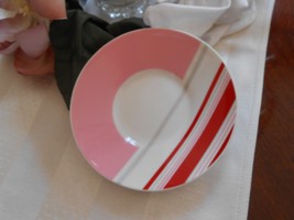 * Starbucks Coffee 2007 Holiday Pink Red Gray Candy Stripe Saucer For a Cup - £11.78 GBP