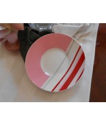 * Starbucks Coffee 2007 Holiday Pink Red Gray Candy Stripe Saucer For a Cup - £11.36 GBP