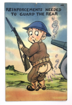 Vtg Military Linen PC 1941 Comics Cartoon Reinforcements Needed To Guard Rear - £9.43 GBP