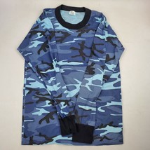 Vintage Urban Blue Camo Single Stitch Blank Long Sleeve Mens M NOS Made In USA - £15.33 GBP