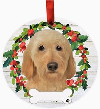 Labradoodle Dog Wreath Ornament Personalizable Christmas Holiday Decoration - £11.27 GBP