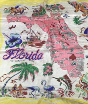 1950s Florida Sunshine State Souvenir Scarf Handkerchief 17x17 Miami Beach - £17.15 GBP