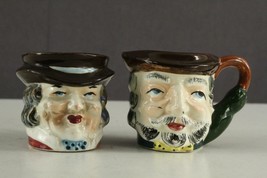 Vintage Signed Glazed Porcelain Lot 2 Japan Miniature Toby Jugs Hand Pai... - $24.10