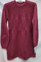 Girls Large 10/12 Burgundy Crochet Sweater Dress image 3