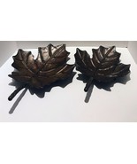 Maple Leaf Shaped Footed Display Trays Metal / Tin Brown Decorative Set ... - £39.10 GBP