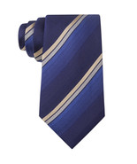 KENNETH COLE REACTION Navy Blue Taupe Variegated Stripe Silk Classic Tie - $27.39 CAD