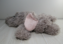 Barang Barang plush gray elephant lying down beanbag shaggy fur pink ears - £16.07 GBP