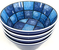 Disney Park Malamine Cinderella Castle Dark Blue Cereal Soup 6&quot; Bowls Set of 4 - £38.87 GBP