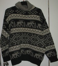 Womens L Eddie Bauer 100% Wool Multi-Color Gray Turtleneck Sweater - $18.81