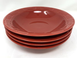 Longaberger Pottery Woven Traditions Rimmed Soup Bowl Set of 4 Tomato - $75.99