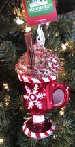 Enchanted Forest Christmas Ornament Glass Cup of Coffee With Whipped Cream - $15.79