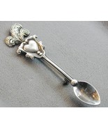 Very Ornate Vintage Sterling Silver Miniature Spoon Pin Heart Feathers - $568.30 MXN
