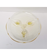 Lancaster Depression Glass Topaz Yellow Petal 3 Footed Cake Plate Round ... - $15.84