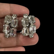 Vintage - Signed Weiss - Rhinestone Clip On Earrings Wedding - Gorgeous! - £44.34 GBP