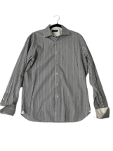 TED BAKER Mens Shirt Striped Button-Up French Cuffs Gray/Black Size 16 - £14.57 GBP