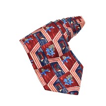 Gallis Mens Tie Necktie Hand Made Silk Abstract Floral Geometric Red Blu... - £15.71 GBP