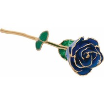 24k Gold Dipped Blue Sapphire Lacquer Real Rose Valentine&#39;s Day Holiday Gift - £76.66 GBP