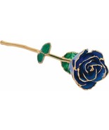 24k Gold Dipped Blue Sapphire Lacquer Real Rose Valentine&#39;s Day Holiday ... - $121.00