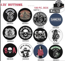 Sons of Anarchy Multiple Images Metal Button Assortment of 100, NEW BOXED - £76.12 GBP