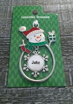 Christmas Snowman Rare Personalize &quot;Jake&quot; Collectable Silver Ornament Ga... - £20.07 GBP