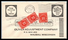 1946 US Cover - Mauston, WI to Wausau, WI Postage Due 16c (10c, 3c 3c) E20 - £2.32 GBP