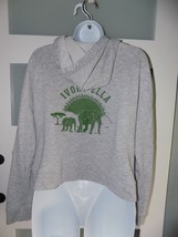 Ivory Ella Elephant Gray Heathered Cropped Hoodie Sweatshirt Size S Women&#39;s - $540.32 MXN