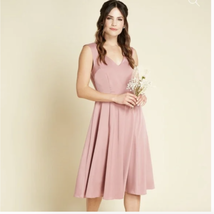 ModCloth Your Luxe-y Day Rose Satin MIDI Dress | sz 6 | NWT - £55.19 GBP