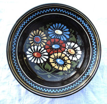 Redware Hand Painted Floral Bowl Signed Seitz West Germany 9.75&quot; One of a Kind - £15.25 GBP