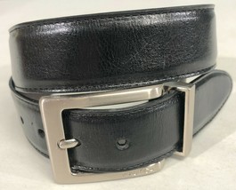 Nautica Black Leather Belt Silver Tone Buckle Size 22 - $13.39