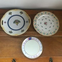 Vintage Lot of 3 Nippon &amp; Bavaria Marked Flower Baskets Blue Birds &amp; Pink Flower - £8.79 GBP