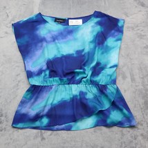 Evan Picone Shirt Womens 14 Blue Sleeveless Jewel Neck Tie Dye Pattern - £17.90 GBP