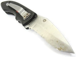 Frost Cutlery Stainless Steel Folding Black Handle Pocket Knife Used - £4.66 GBP