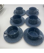 Mikasa ULTRASTONE COUNTRY BLUE 6 Cups &amp; Saucers - £62.34 GBP