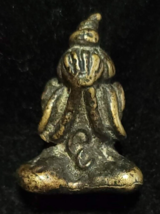 Thai amulet phra pidta brass 3 cm. talisman, old, authentic, rare, luck. - $734.22 MXN