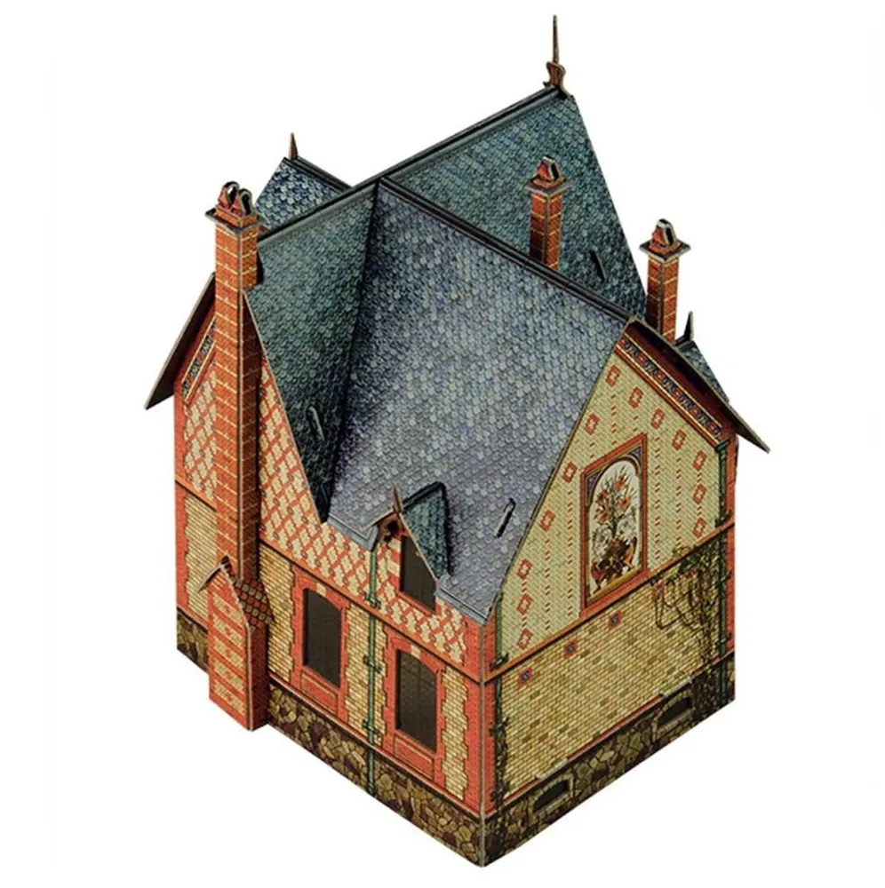 French Chateau Villa 3D Paper Model Kit – DIY Cardboard Architecture Puzzle - $23.99