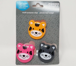 3 Pack Multi-Purpose Power Spring Loaded Cute Animal Clips Tiger Pink Gray Orang - £7.45 GBP